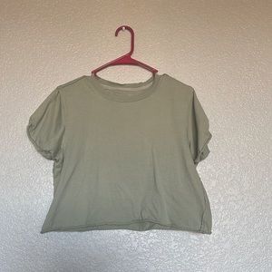 free people cropped green shirt